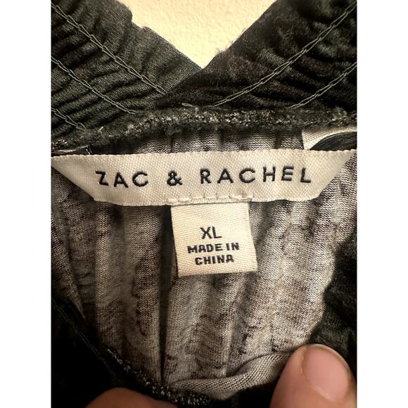 Zac & Rachel Floral Smocked V-Neck Top XL – Black Green Long Sleeve Blouse - Picture 2 of 6